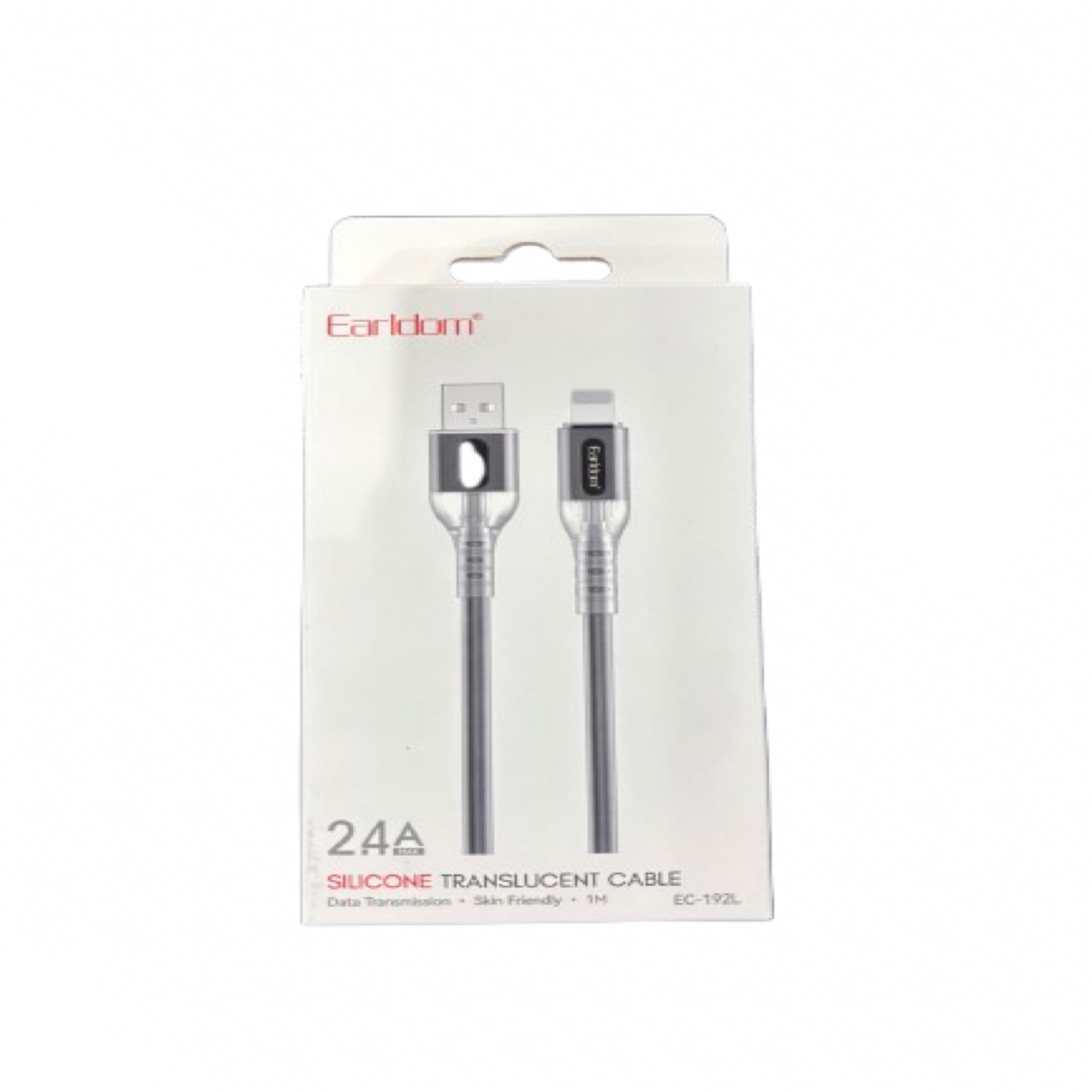 Earldom EC‑192L Silicone Translucent Cable – Lightning (2.4A)