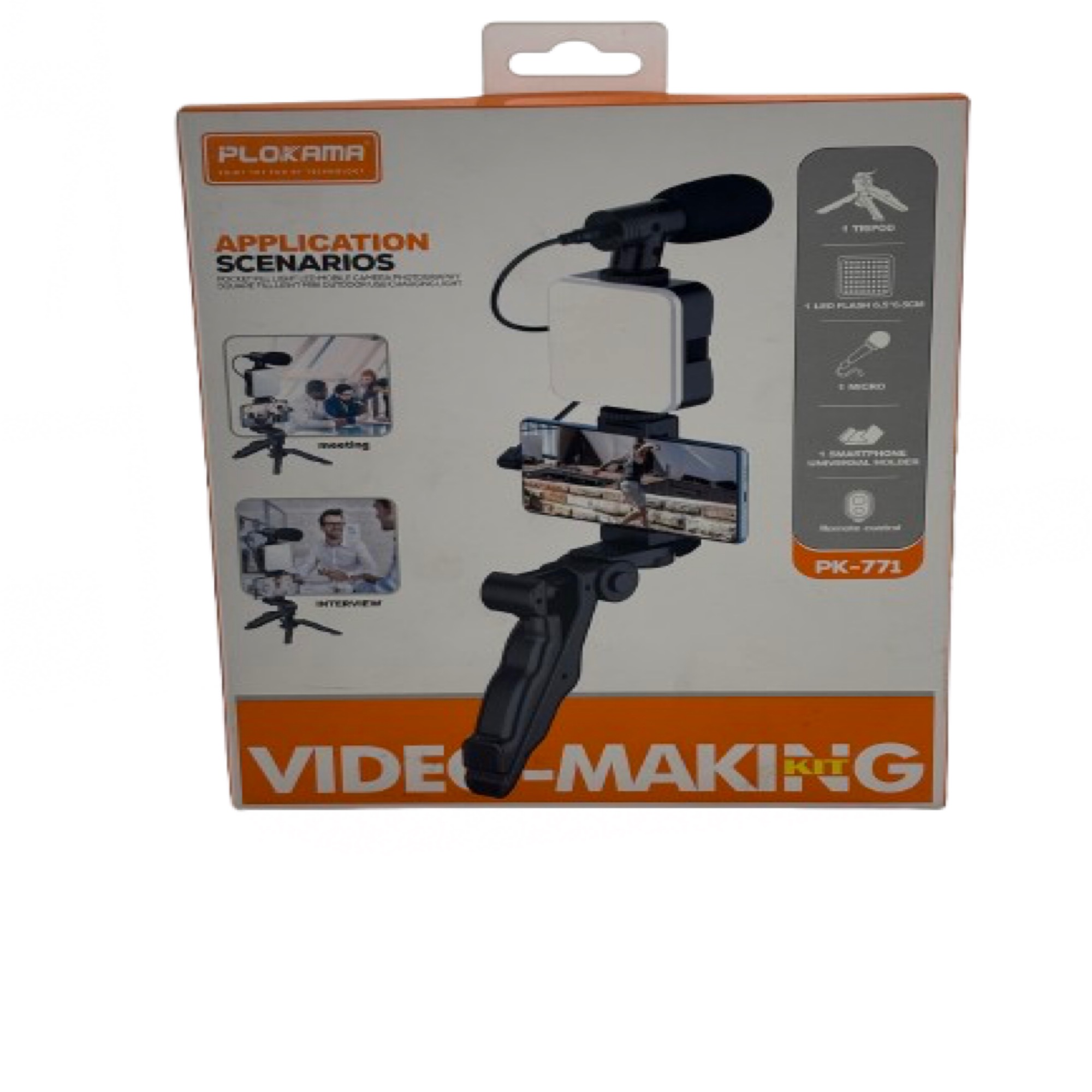 PLOKAMA PK‑771 Video‑Making Kit (Tripod + LED Light + Microphone)